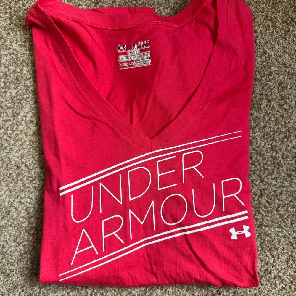 Under Armour Exercise Athletic Tee Women's Pink Tee Under Armour logo